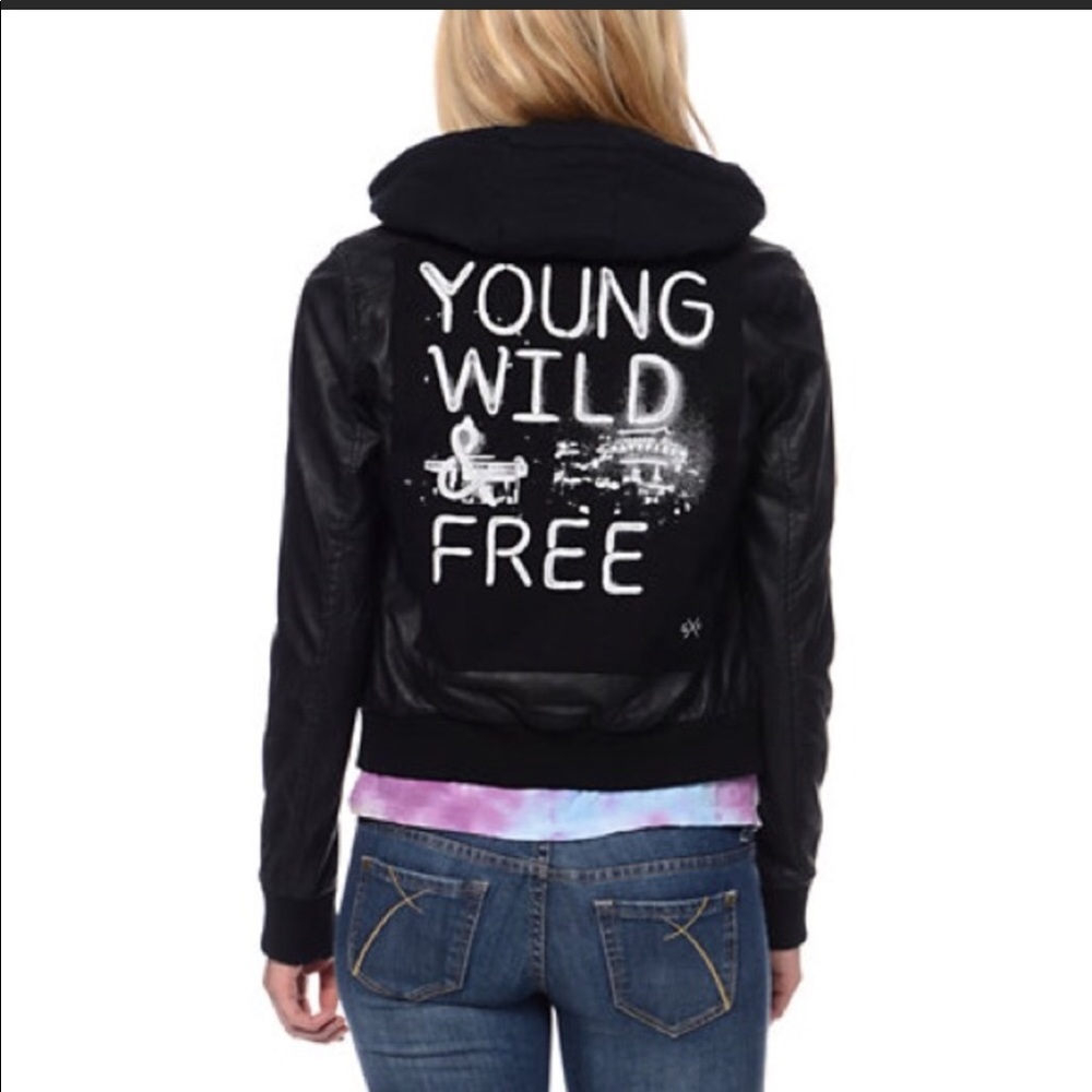 Young, wild, and free leather jacket